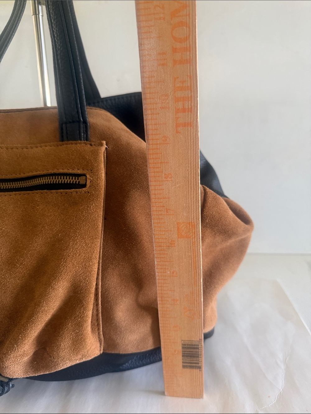 Canyon River Blues Cognac brown black accent tote bag faux suede leather - Picture 6 of 16